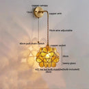 Axyaa Copper Glass LED Wall Lamp Sconce with Pull Chain Switch