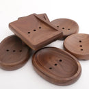 Axyaa Black Walnut Soap Holder - Handmade Wooden Soap Dish with Drain