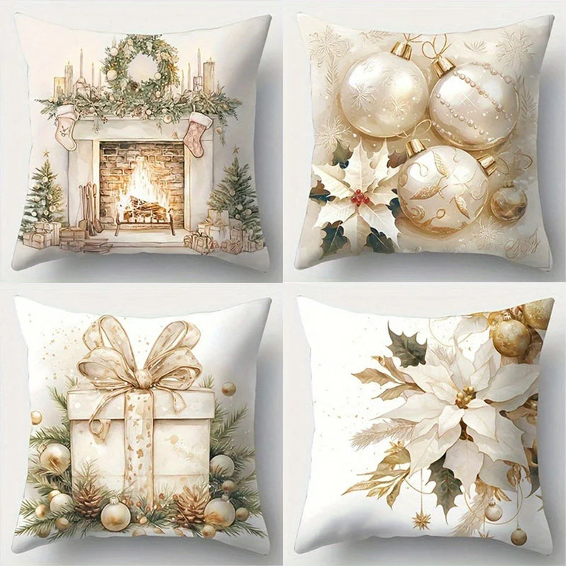 Axyaa Christmas Pillowcase Stove Lamp Ball Gift Cushion Cover Home Decoration 45x45cm