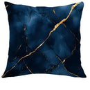 Axyaa Dark Blue & Gold Marbled Pattern Pillow Covers for Sofa, Bedroom, Car