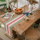 Axya Cotton Linen Striped Table Runner with Dual Color Tassels