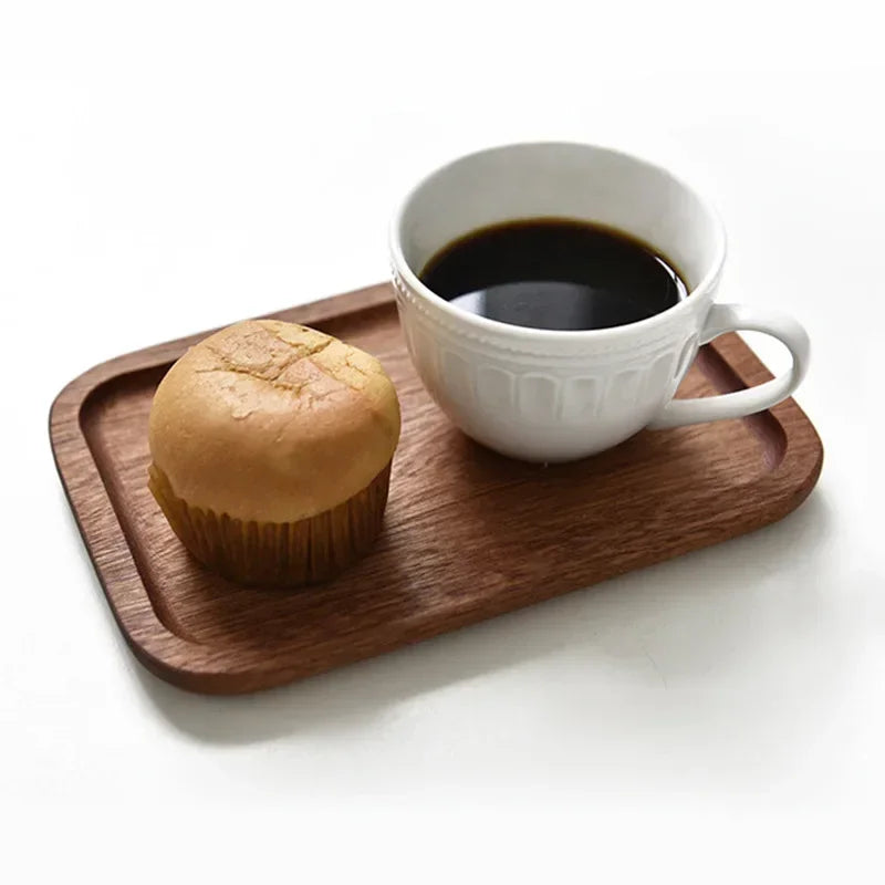 Axyaa Wooden Fruit Dessert Plate Tray Tableware Oval Round Square Toast Shape