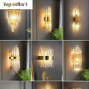 Axyaa Gold Crystal Wall Sconces for Living Room Luxury Home Decor