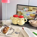 Axyaa Couple Cartoon Style Ceramic Cups with Lid, 360ml