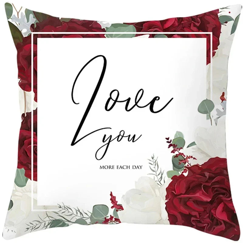 Axyaa Valentine's Day Parchment Pillow Set for Home Sofa, Square Pillowcase