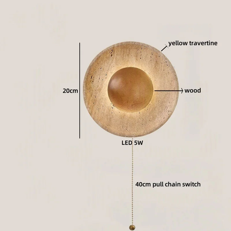 Axyaa LED Wood Wall Lamp Japan Style Switch Yellow Travertine Stair Light