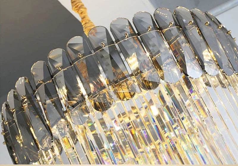 Axyaa Modern Crystal LED Chandelier for Living Room, Staircase, Villa Large Pendant Lamp