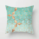 Light Blue Green Mint Geometric Print Boho Pillowcase Set by Axyaa