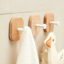 Axyaa Wood Hook Hanging Storage Rack for Bathroom Kitchen Bedroom Coat Towel Key