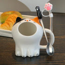 Axyaa Big Mouth Cat Ceramic Mug with Gift Box and Straw