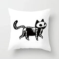 Axyaa Decorative Pillow Cover 45x45cm Polyester Square Black Cat Skull Design