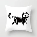 Axyaa Decorative Pillow Cover 45x45cm Polyester Square Black Cat Skull Design