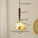 Axyaa Walnut Copper LED Pendant Lights with Knob Switch, Modern Style for Bar, Bedroom, Dining Room