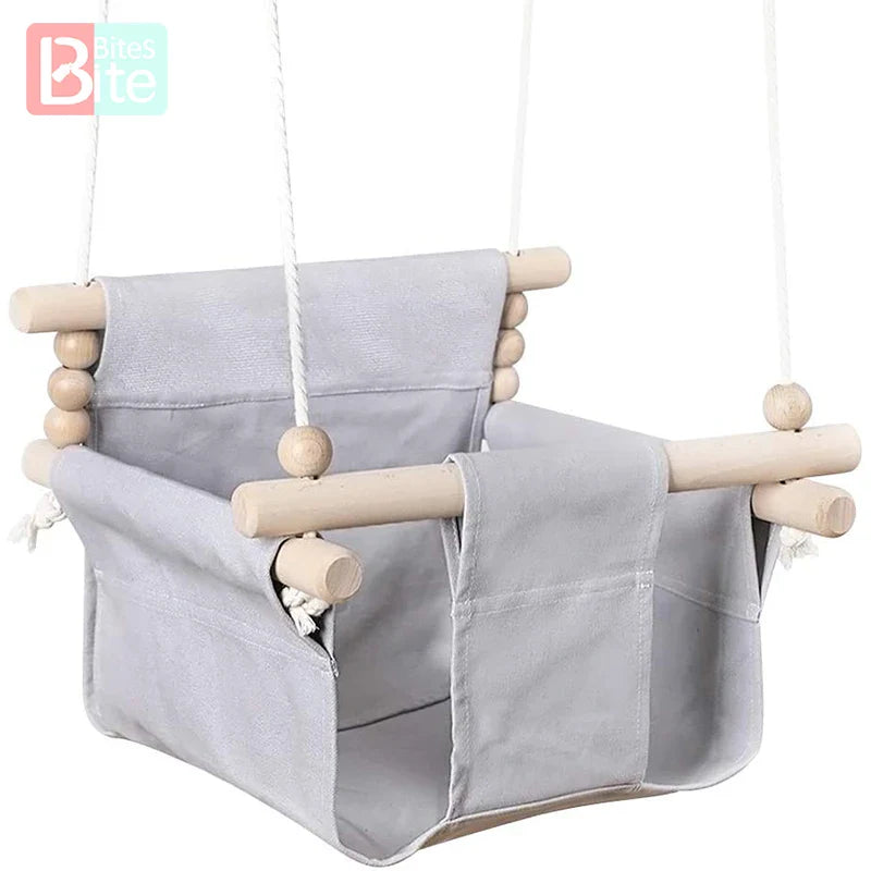 Axya Baby Canvas Swing Chair - Beige Rocking Child Seat for Indoors and Outdoors