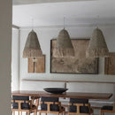 Axyaa Raffia Dining Table Chandelier, Japanese Wabi-sabi Style for Living Room & Bedroom