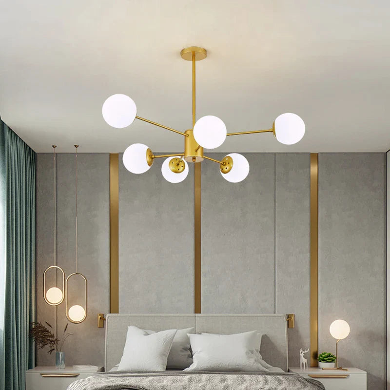 Axyaa Modern Glass Ball Chandelier for Dining and Living Room, E27 Lustre Ceiling Pendant Light