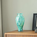 Axyaa Blue Glass Vase: Elegant Tabletop Hydroponic Decor for Home, Hotel, or Office