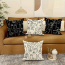 Axyaa Abstract Face Line Art Pillowcase Set, Modern Black and White Design