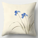 Axyaa Blue Floral Pillow Covers Set of 4, 17.7" Modern Elegant Design