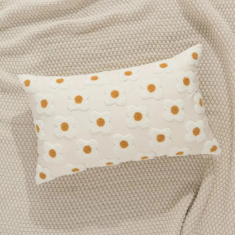 Axyaa Rural White Flower Pillow Cover - Pastoral Style Home Decor Pillowcase