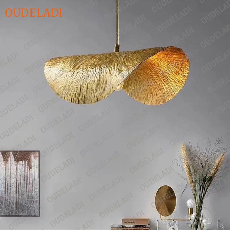 Axya Lotus Leaf Copper Chandelier - Vintage Pendant Light for Home Dining and Kitchen Island