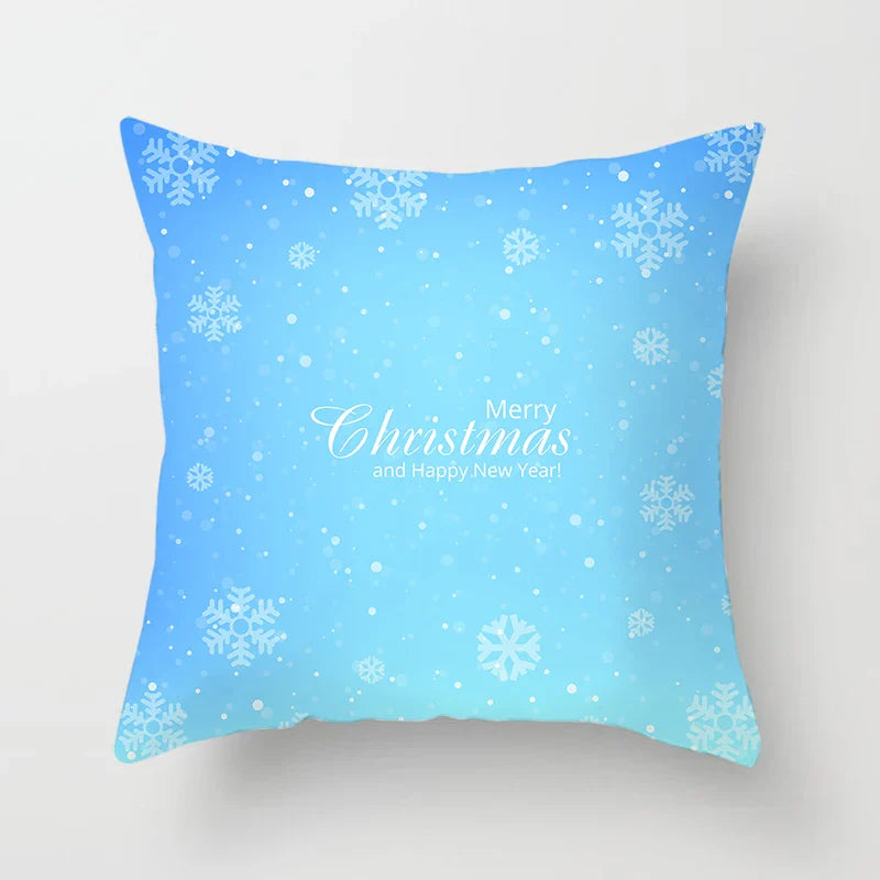 Blue Winter Snowflake Pillowcase for Stylish Christmas Decor by Axyaa