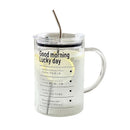 Axyaa 1000ML Glass Measuring Cup with Lid, Handle Large Milk Coffee Mug