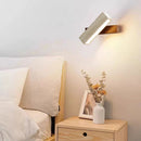 Axyaa Wood Yellow Travertine Stone LED Wall Lamp Wabi Sabi Design