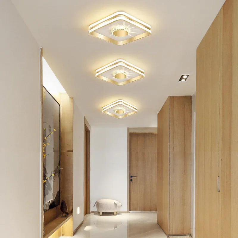 Luxe LED Ceiling Light for Aisle, Bedroom, Bathroom - Axya Gold Black Ceiling Lamp