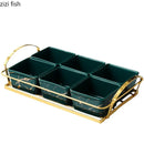Axya Ceramic Snack Storage Plate Grid Fruit Candy Dried Nut Household Supplies