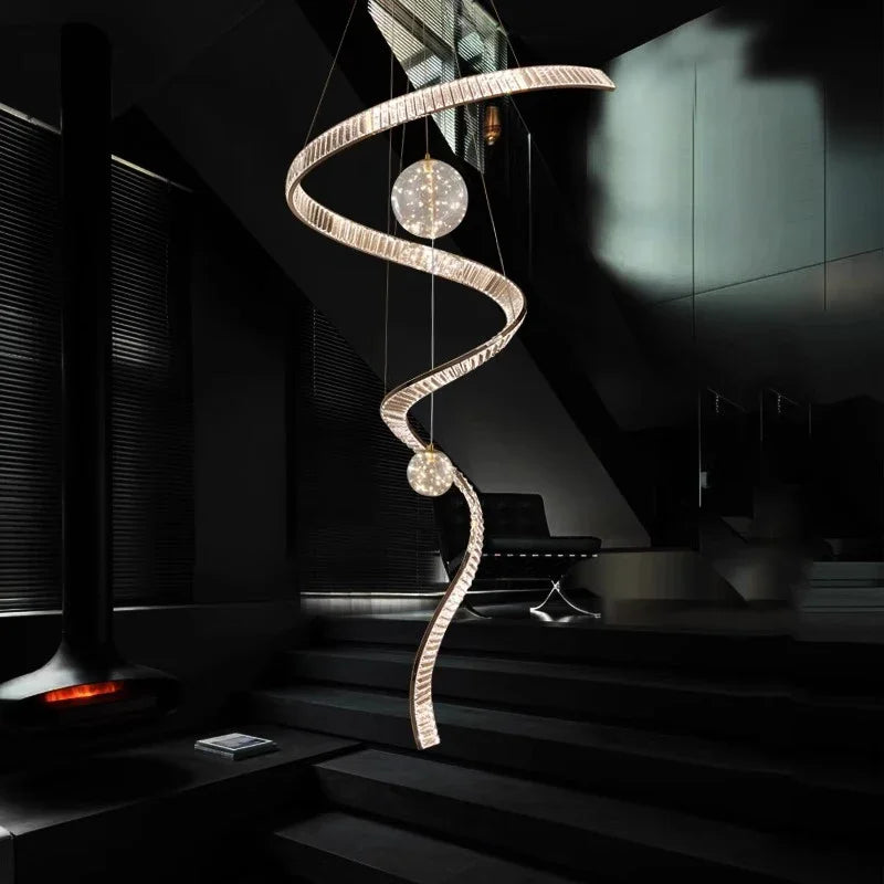 Axyaa Rotating Crystal Chandelier for Modern Villa Interior Lighting