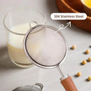 Axyaa Stainless Steel Fine Mesh Colander with Plastic Handle - Kitchen Strainer
