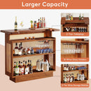 Axyaa Rattan 4-Tier Home Bar with Stemware Racks and Heightened Base
