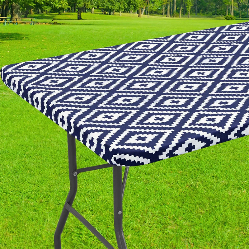 Axyaa Waterproof Flannel-Backed Vinyl Picnic Table Cloth for Indoor and Outdoor Dining