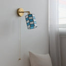 Axyaa Blue & White Glass Industrial LED Wall Sconce for Bathroom, Mirror & Stairway
