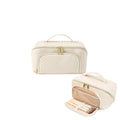 Axyaa Cream Pu Leather Makeup Bag: Waterproof, Portable, Large Capacity