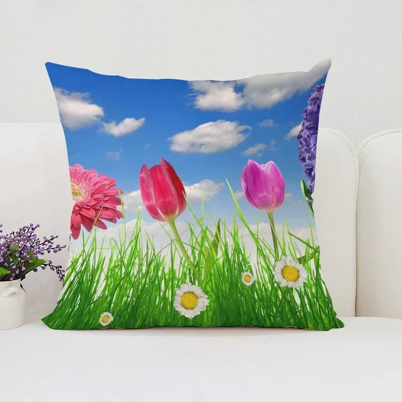 Axyaa Velvet Floral Pillow Covers for Home Decor and Sofa, 50x50 Throw Pillowcases