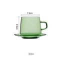 Axyaa 350ml Stackable Glass Coffee Tea Cup in Amber Blue Green Colors