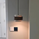 Natural Stone Pendant Light Wabi-sabi Walnut Wood Hanging Lamp by Axyaa