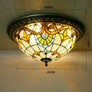Axyaa Pastoral Glass Ceiling Lamp - European Style Colorful Round Fixture