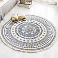 Axyaa Nordic Style Cotton Linen Round Carpets Boho Retro Handmade Floor Mats