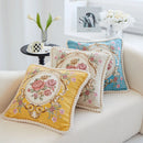 Axyaa Chenille Vintage Ivory Floral Embroidered Throw Pillow Cover