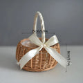 Axyaa Woven Flower Basket with Pearl Handle - Wedding Decor & Picnic Baskets