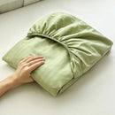 Axyaa Elastic Brushed Polyester Fitted Sheet Set + Pillowcase for Single Double Bed