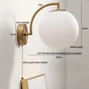 Axyaa LED Wall Light Pull Chain Switch Modern Style Glass Iron Bedroom Lamp