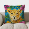 Axyaa Rabbit & Flowers Decorative Pillow Cover for Sofa, Bedroom, Car