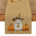 Axyaa Halloween Mouse Pumpkin Wizard Hat Table Runner