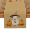 Axyaa Halloween Mouse Pumpkin Wizard Hat Table Runner