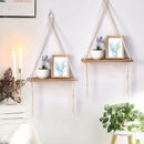 Axyaa Macrame Wall Shelf: Boho Home Decor Wood Shelves for Bedroom, Living Room & Nursery