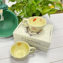 Axyaa Irregular Flower Ceramic Mug Yellow - Korean Style Cute Tea Cup